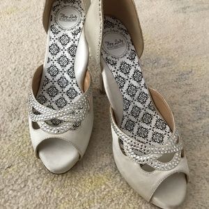 Hey Lady Satin “Knotty Girl” rhinestone heels